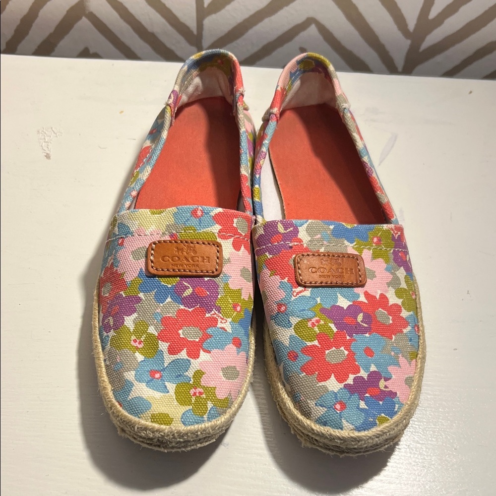 Coach Multicolor Floral Canvas Espadrilles with Coral Insole